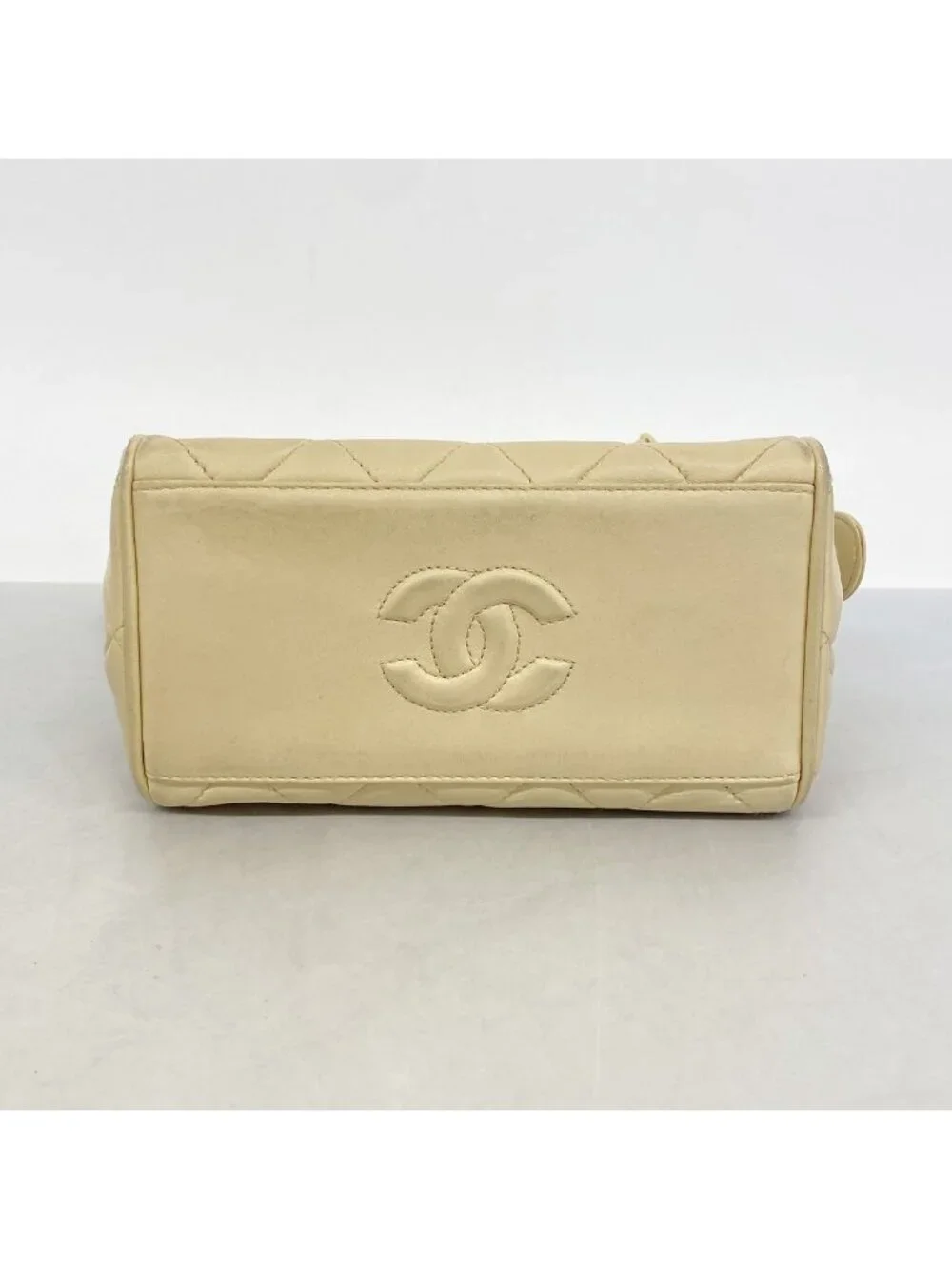 Chanel Shoulder Bag Quilted Lambskin Beige Gold